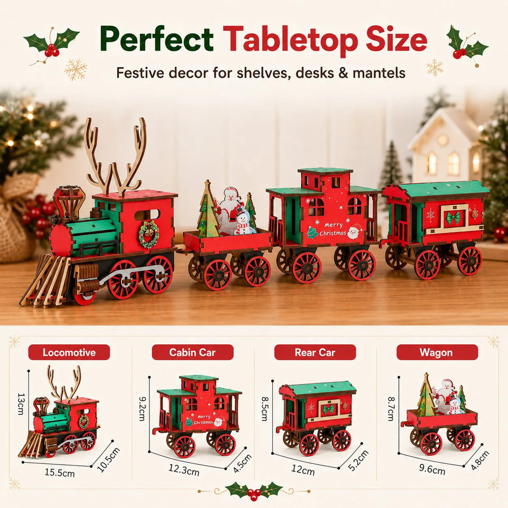 DIY Christmas Wooden Train 3D Puzzle Kit