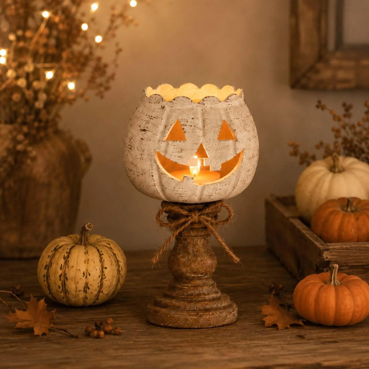 White Pumpkin Tealight Candle Holder