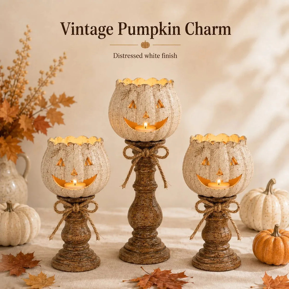 White Pumpkin Tealight Candle Holder