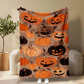 Halloween Pumpkin Flannel Throw Blanket