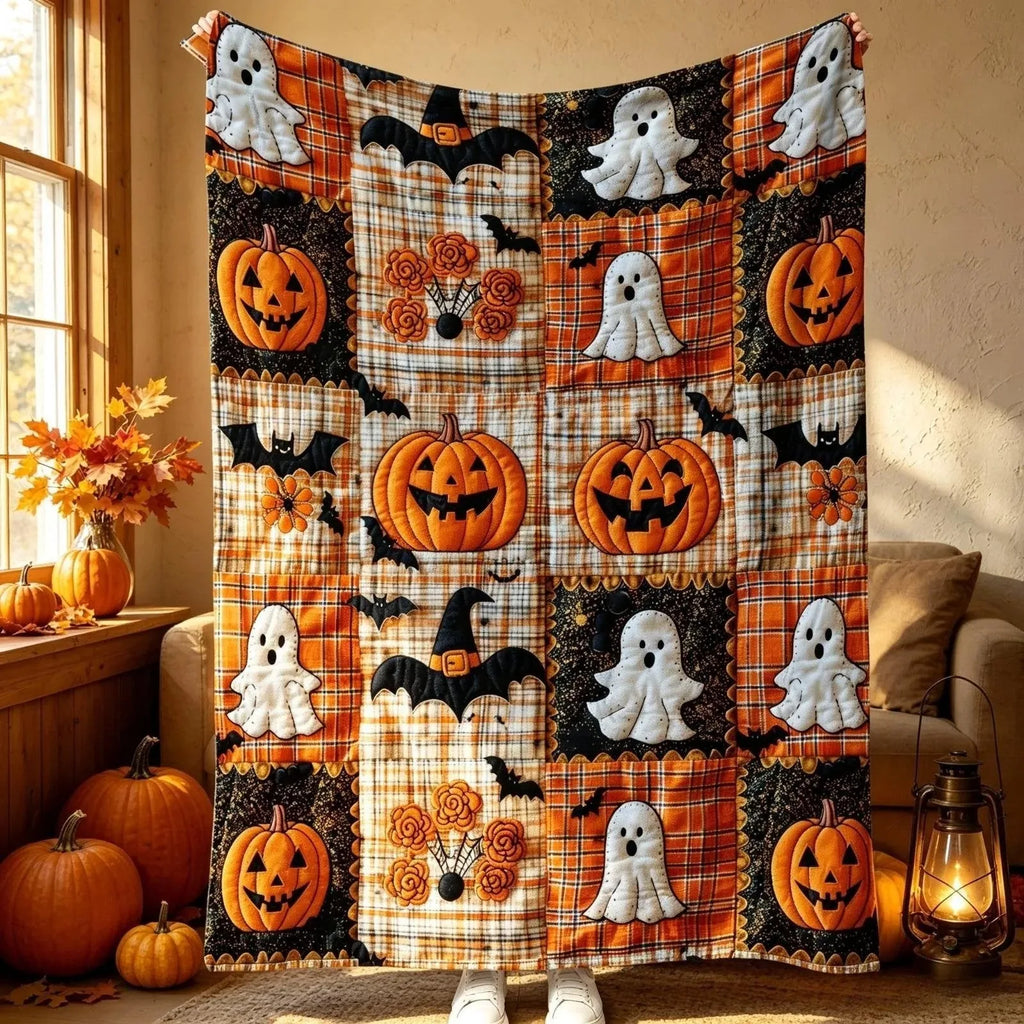 Halloween Pumpkin Flannel Throw Blanket