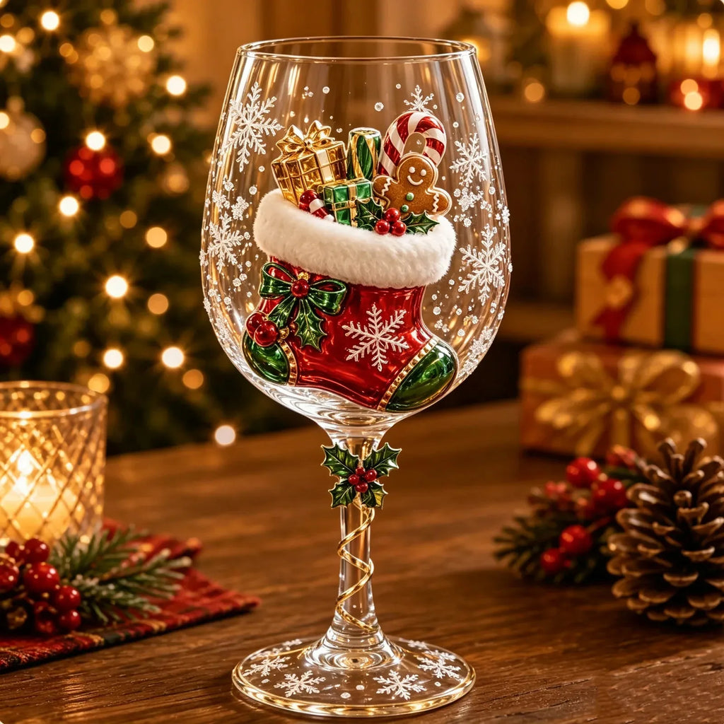 🔥 Flash Sale - Handcrafted 3D Christmas Wine Glass Collection
