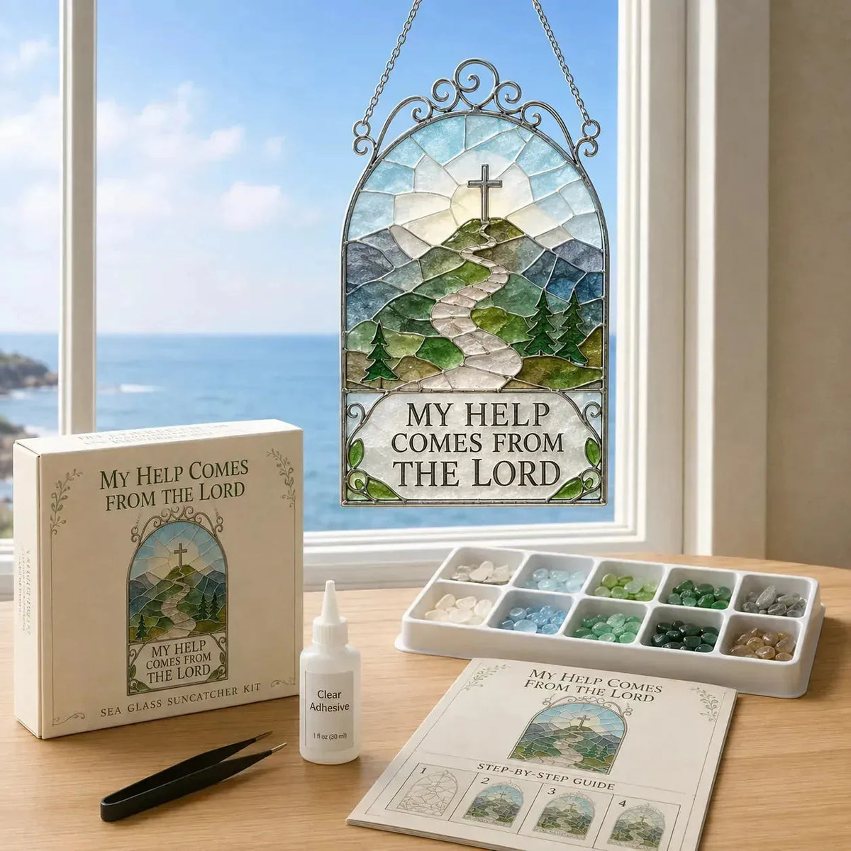 DIY Scripture Sea Glass Suncatcher Kit – 6 Designs