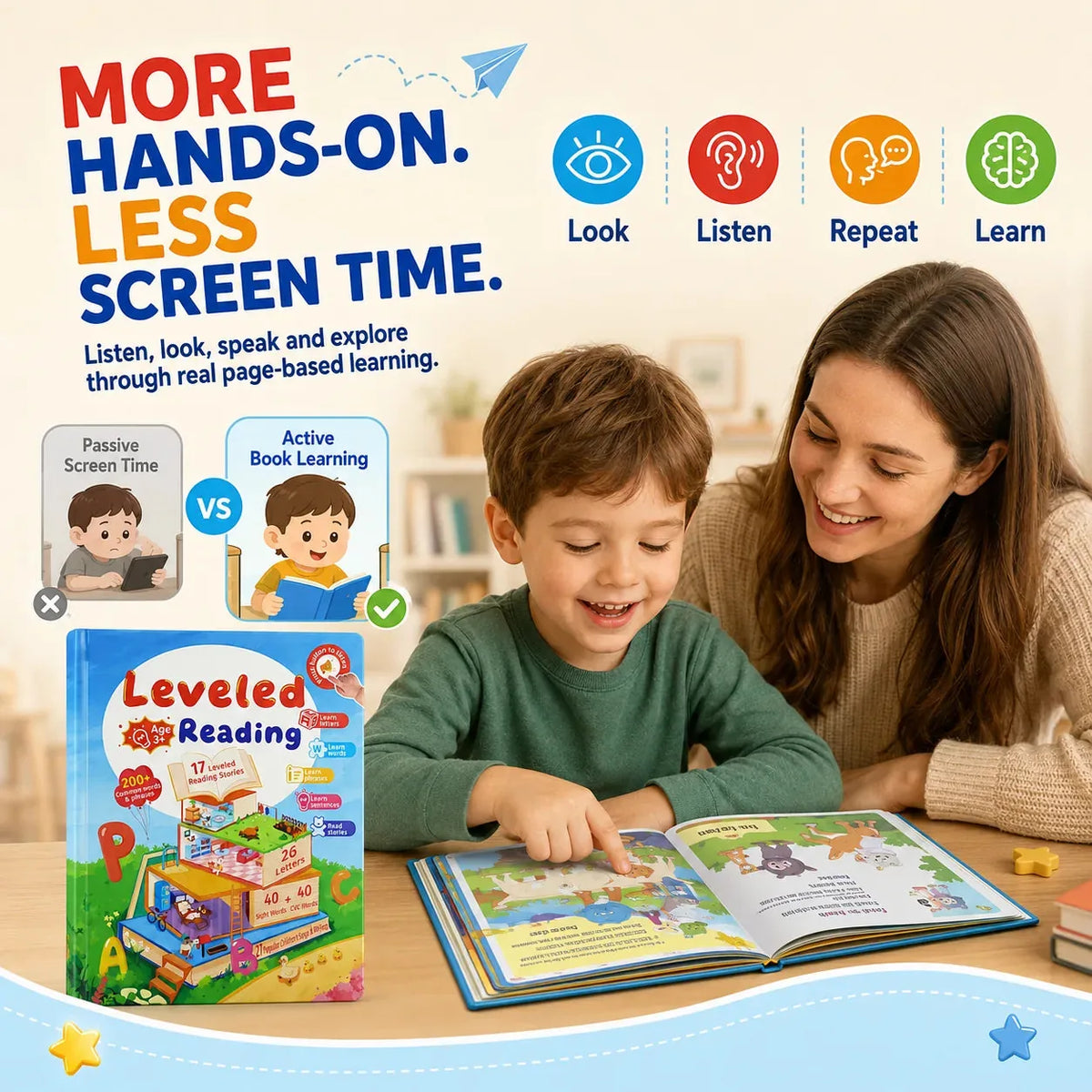Touch-and-Listen Leveled Reading Book Set for Kids