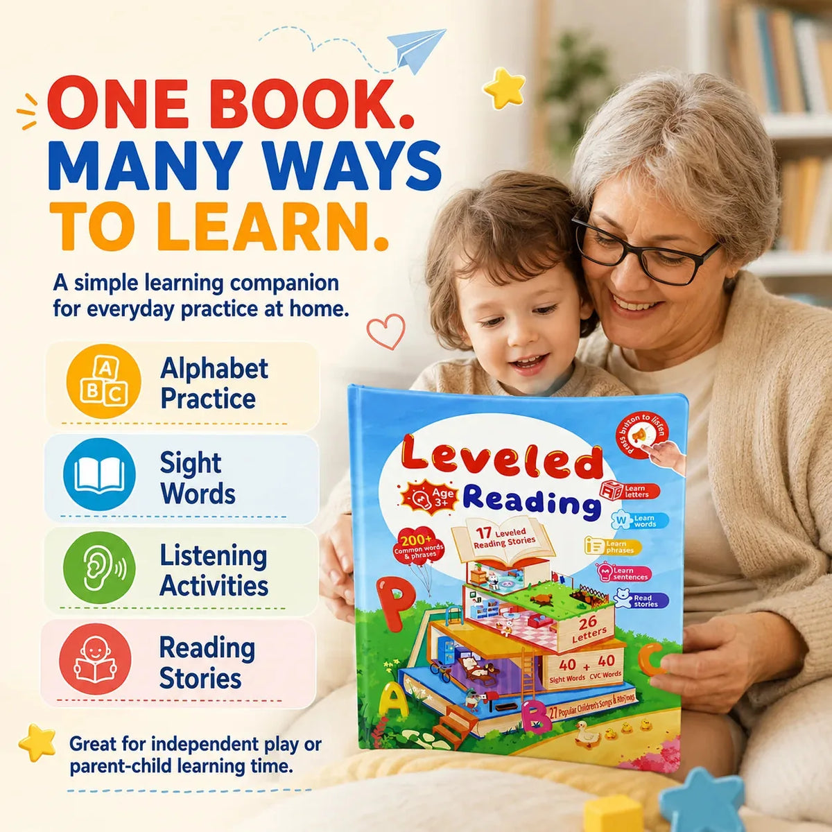 Touch-and-Listen Leveled Reading Book Set for Kids