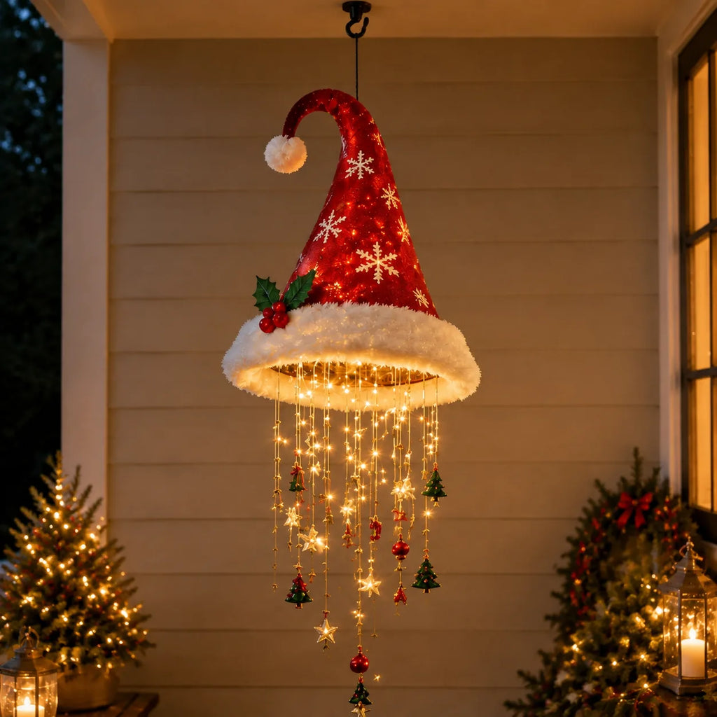 Lighted Santa Hat Hanging Chandelier – 3 Designs