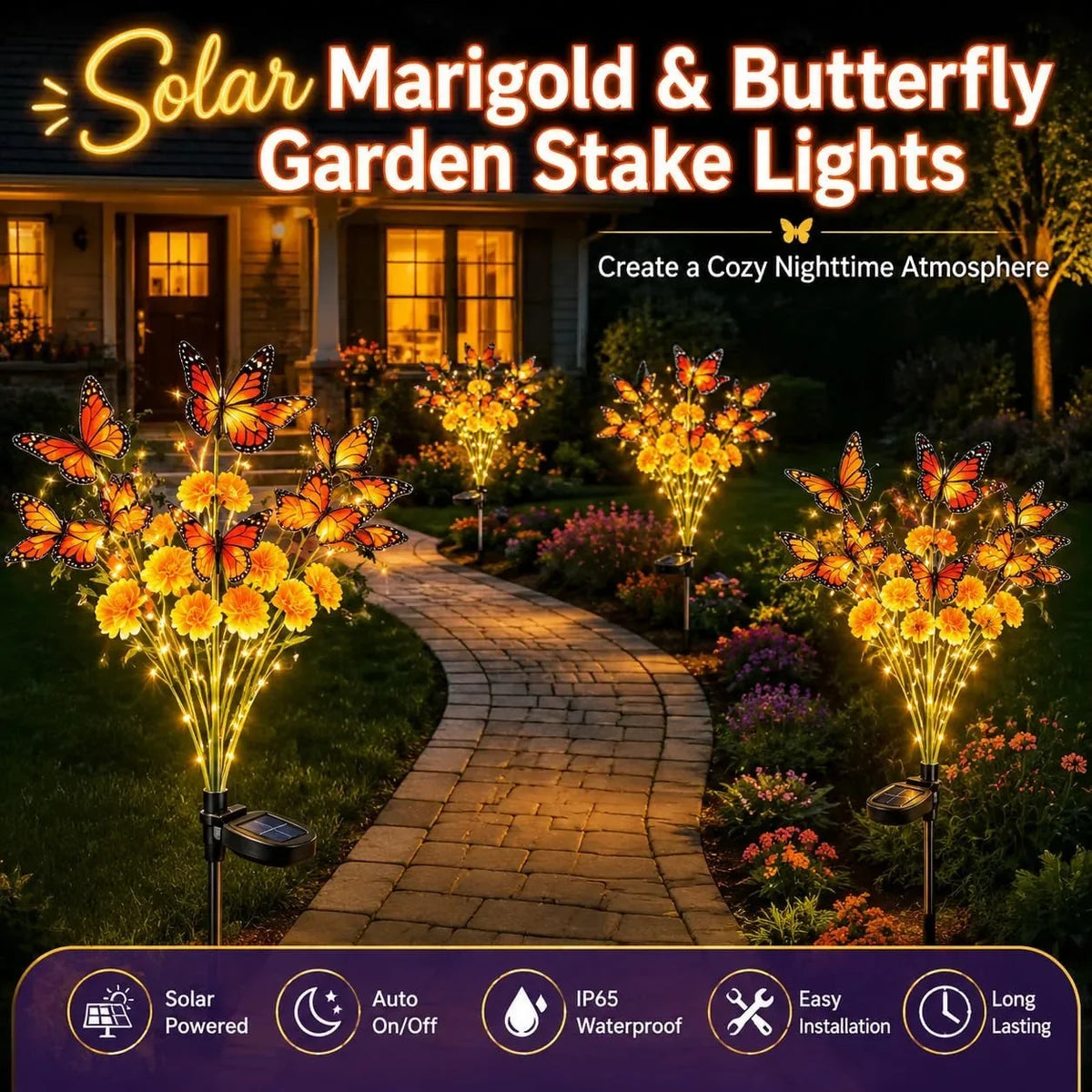 Solar Butterfly Flower Tree Garden Light