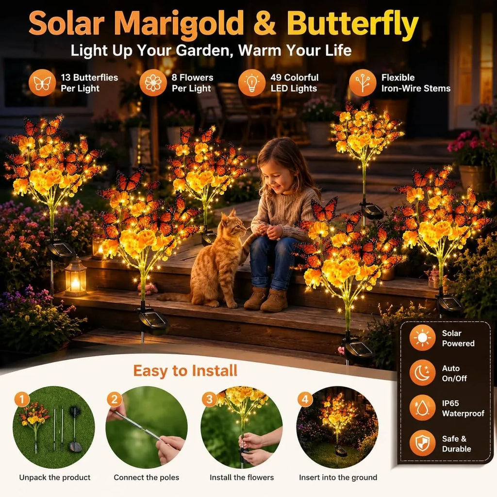 Solar Butterfly Flower Tree Garden Light