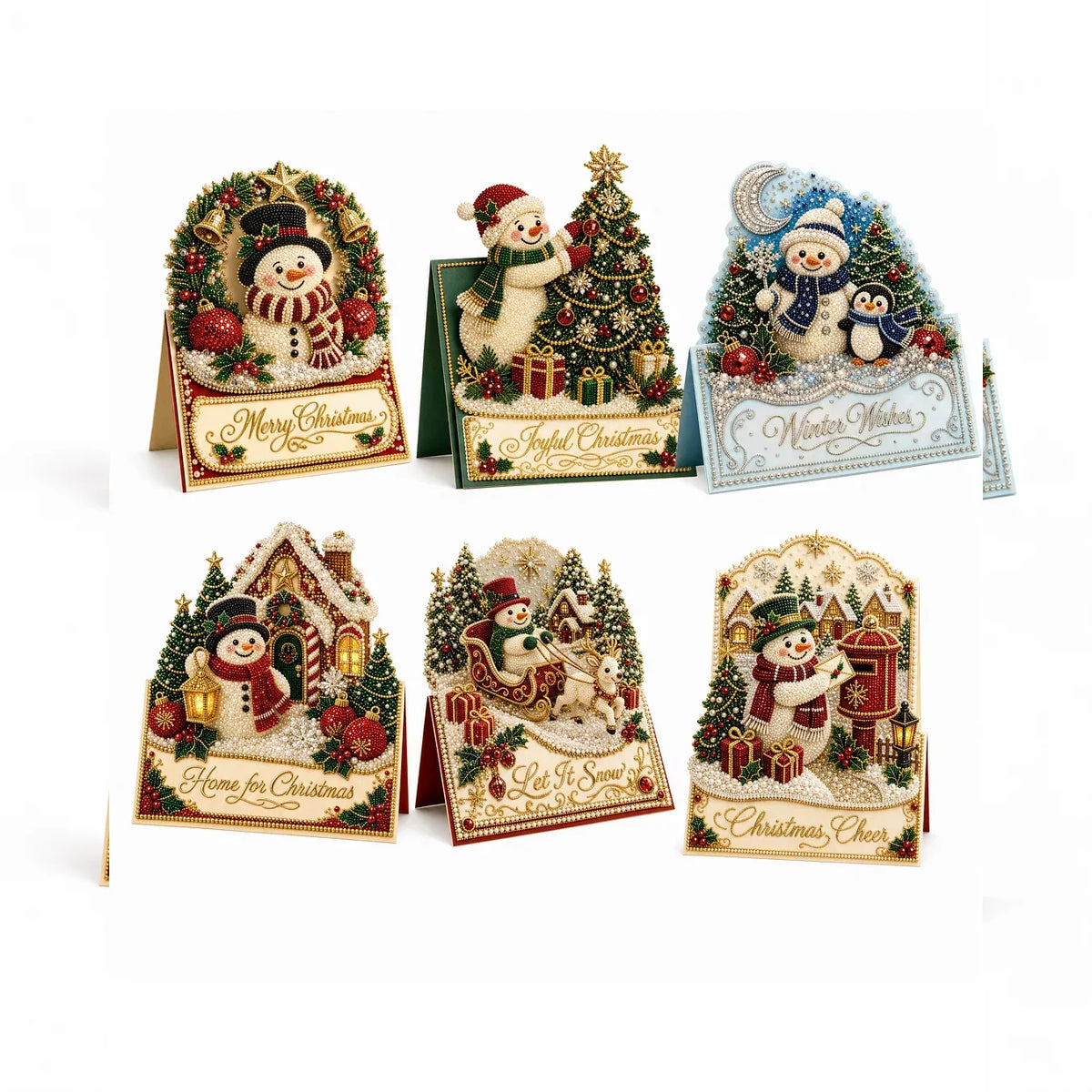 3D Christmas Greeting Card Set – 6 Pack